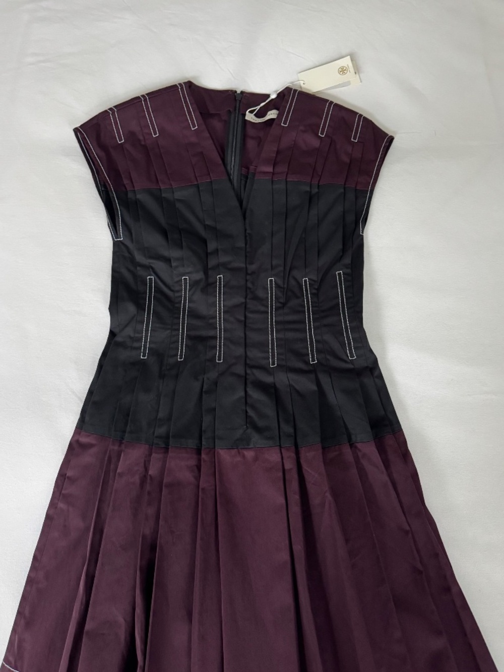 NWT Tory Burch "Claire McCardell" Midi Dress | Size 2 | Purple & Black - Picture 11 of 12